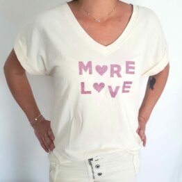 Tee-Shirt col v More Love Vanille