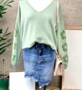 Pull vert Amande Marie-jo