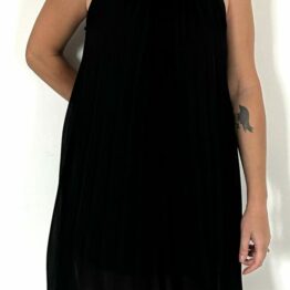 Robe tunique courte plissée Noir