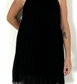 Robe tunique courte plissée Noir