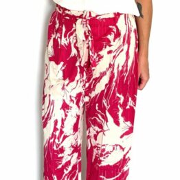 Pantalon fluide Imprimé fleurs fushia