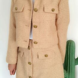 Veste Blazer en tweed Camel