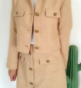 Veste Blazer en tweed Camel