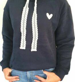 Sweat love dentelle bleu marine