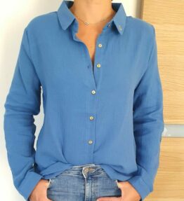 Chemise Gaze de coton bleu roi