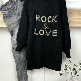 Gilet mi-long Alpaga Rock & Love Noir