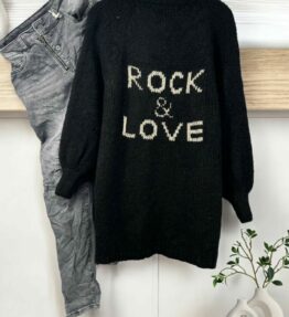 Gilet mi-long Alpaga Rock & Love Noir