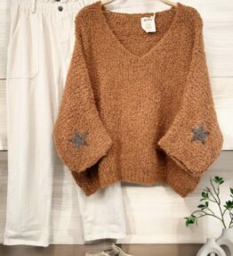 Pull col stars Doudou café