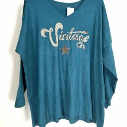 Pull vintage bleu canard