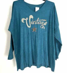 Pull vintage bleu canard