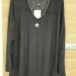 Pull col v stars noir