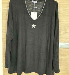 Pull col v stars noir