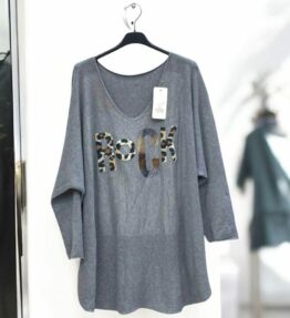 Pull col v rock gris clair